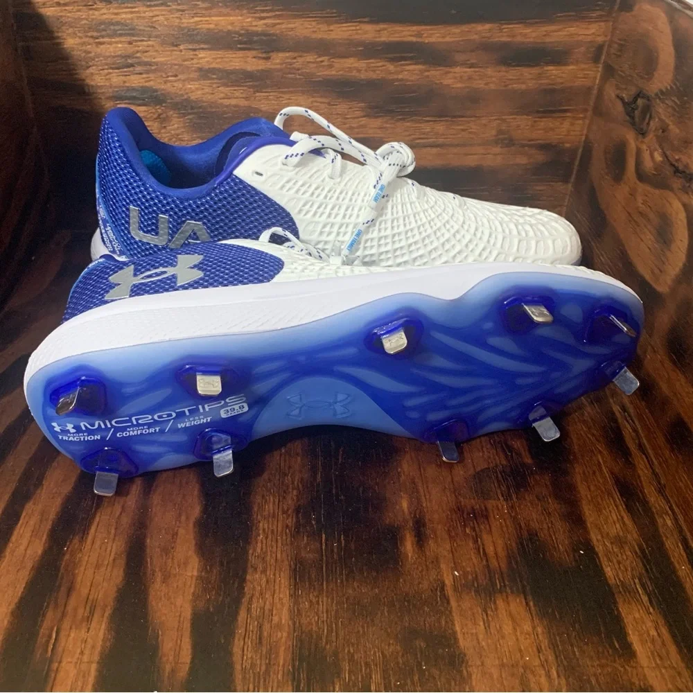 Under Armour UA Charged Glyde 2.0 MT Womens 12 White‎ Low Metal Softball Cleats